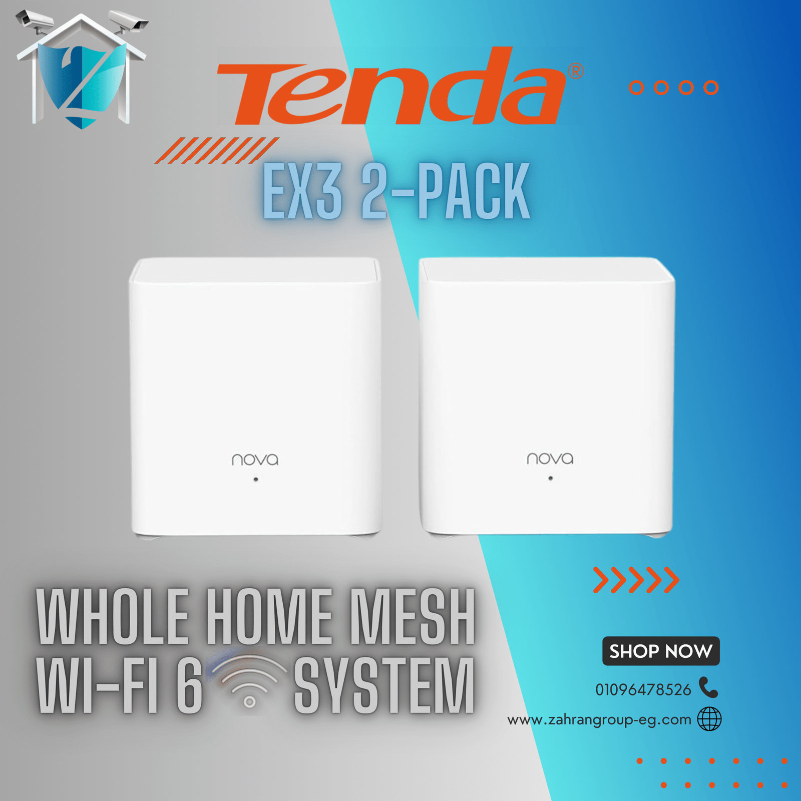 Tenda Nova EX3 2-Pack AX1500 Mesh Wi-Fi 6