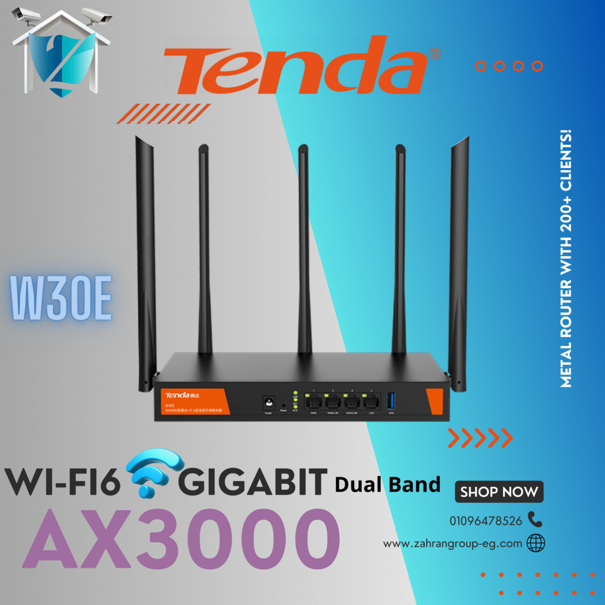 Tenda W30E AX3000 Dual Band Gigabit Wi-Fi 6