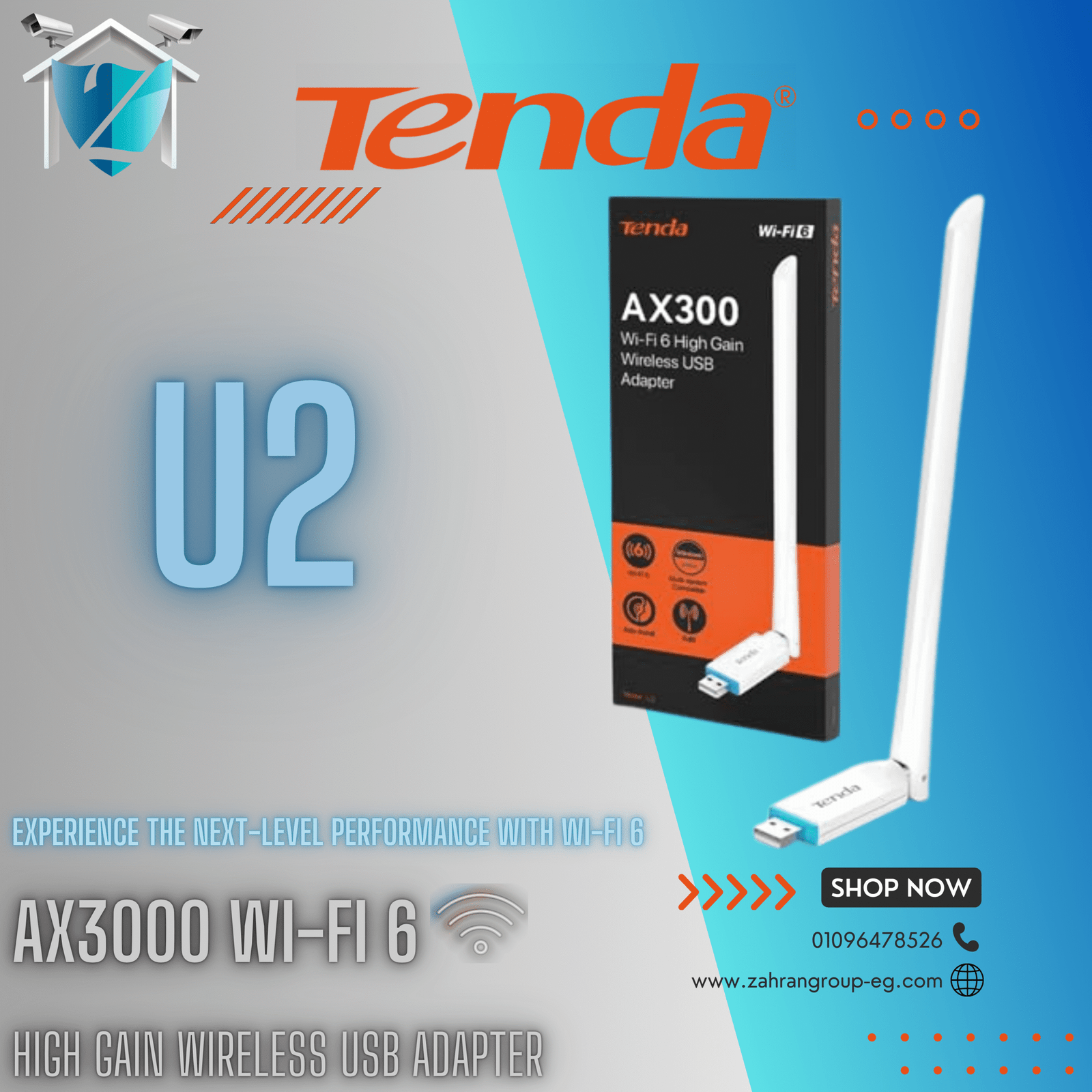 Tenda U2 AX300 Wi-Fi 6 USB Adapter